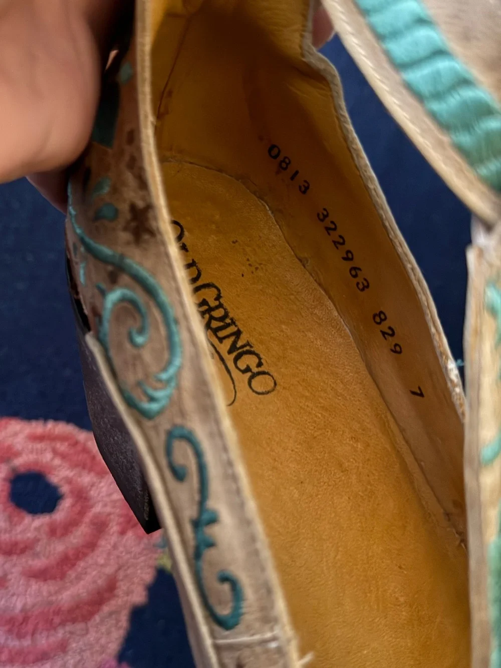 Old Gringo Rico T Strap Embroidered Western Booties Turquoise Floral Leather